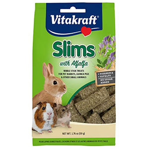 Vitakraft Slims with Alfalfa Rabbit, Guinea Pig & Small Animal Nibble Stick Treat, 1.76 oz