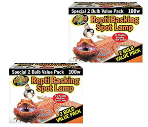 Zoo Med Basking Spot Lamps 100 Watt - 4 Total Bulbs (2 Packs with 2 per Pack)