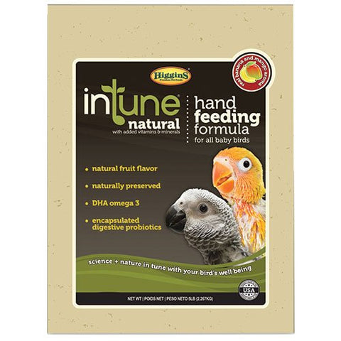 Higgins Intune Natural Hand Feeding Baby Bird Food, 5 lb