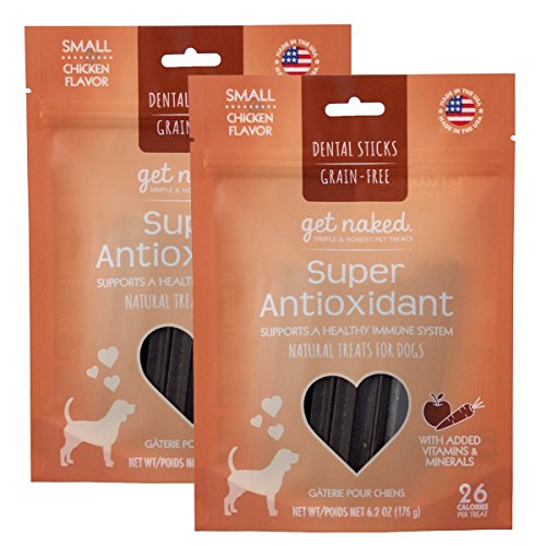 Get Naked Super Antioxidant Dental Chew Sticks, Small, 2 Pouches (52 Sticks)