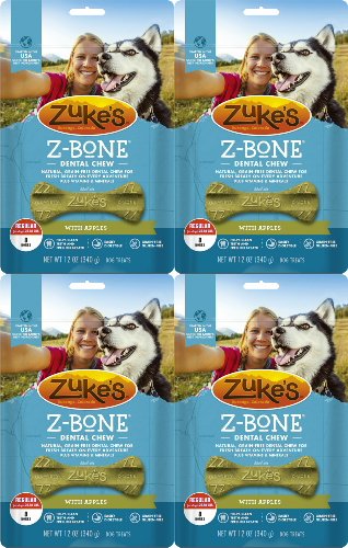 Zukes Z-Bones Edible Dental Chews Regular Apple Crisp 3lb 32ct(4x12oz)