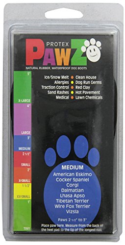 Pawz 2.5-Inch to 3-Inch Water-Proof Dog Boots, Medium, Black