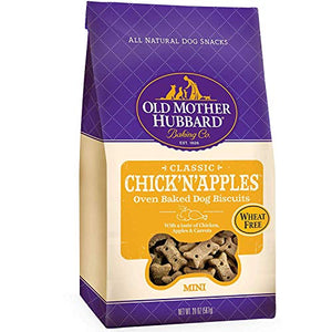 Old Mother Hubbard Crunchy Classic Natural Dog Treats, Chick'n'Apples, Small Biscuits, 20-Oz Bag/2PK