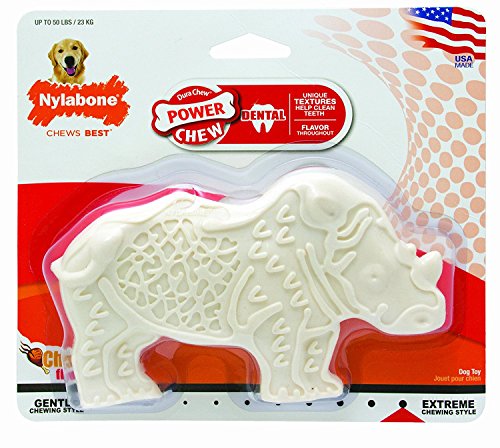 Nylabone Dental Chew Chicken Flavored Rhino Dog Chew Toy, Medium (2 Pack)