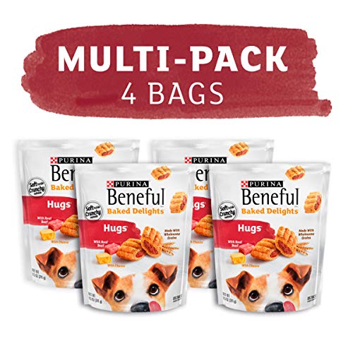 Purina Beneful Made in USA Facilities Dog Treats, Baked Delights Hugs With Real Beef & Cheese - (4) 8.5 oz. Pouches
