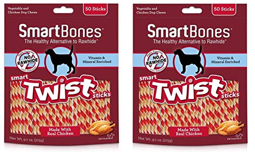 SmartBones Smart Twist Sticks Chews for Dogs, Rawhide-Free (100-Count Chicken)