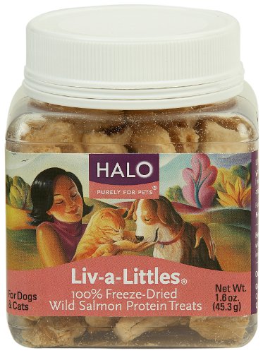 Halo Liv-A-Littles Grain Free Natural Dog Treats & Cat Treats, Freeze Dried Wild Salmon, 1.6-Ounce