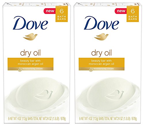 Dove Beauty Bath Bar, Dry Oil, 4 Ounce, 6 Bar (Pack of 2) 12 Bars Total