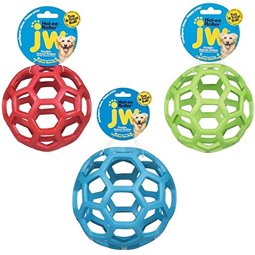 JW Hol-ee Roller Original Treat Dispensing Dog Ball - Hard Natural Rubber - Assorted Colors