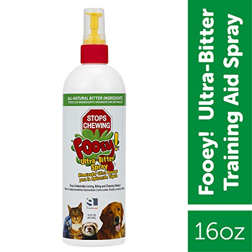 Fooey! Ultra-Bitter Training Aid Spray Â Chewing, Biting, Licking Deterrent for Dogs, Cats, Horses, Rabbits, Ferrets, Birds - Safe for PetÂs Skin Â Can Also Protect Garden from Deer and Pests