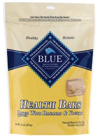 (3 Pack) Blue Buffalo Health Bars for Dogs, Banana Yogurt, 16-ounce Bags