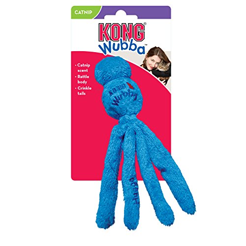 KONG - Cat Wubba - Nylon Rattle Catnip Toy, Crinkles and Rattles (Assorted Colors)