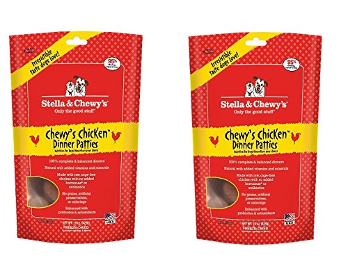 Stella & Chewy's Freeze Dried Dog Food for Adult Dogs, Chicken Patties, 14 Ounce Bag - 2 Pack