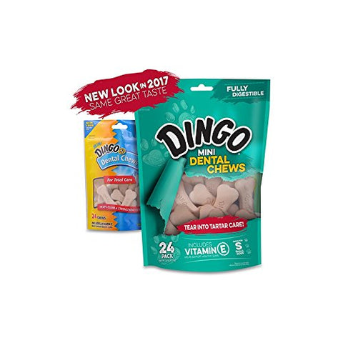 (3 Pack) Dingo Dental Chews Fresh Breath Dog Treats, 24 Chews each