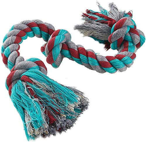 Flossy Chews Cottonblend Color 3-Knot Rope Tug, Large, 25-Inch