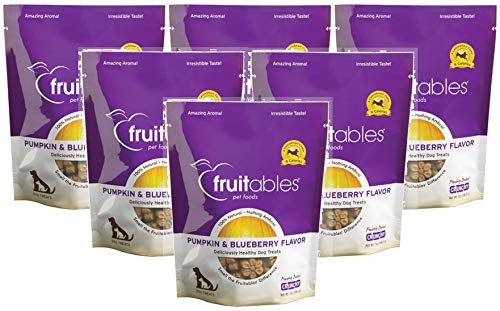 Fruitables Pumpkin & Blueberry Crunchy Dog Treats, 7oz Pouch (Pack of 6)