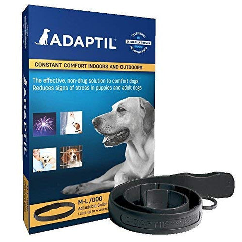Adaptil Dap Calm On - The - Go Dog Appeasing Pheromone Odorless Collar for Anxiety Stressful Large and Medium Dogs Max Adjustable Neck Size 24.6 Inches