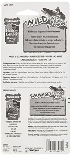 Nylabone 1 Count Healthy Edibles Large Wild Salmon Dog Treat Bones 4.9Oz
