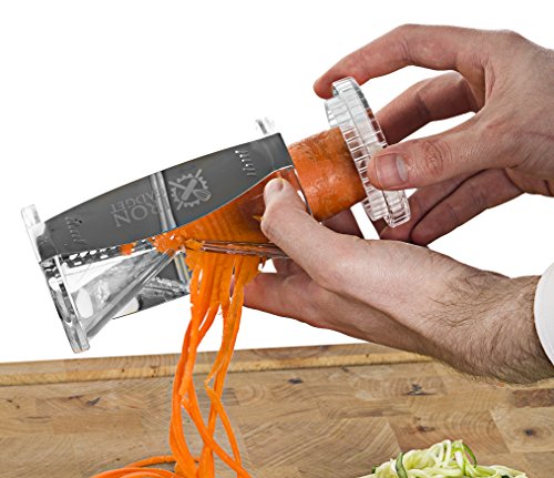 Vegetable Spiral Slicer Bundle with 2 size Stainless Steel Blades & Cleaning Brush- Vegetable Pasta/Spaghetti Spiralizer