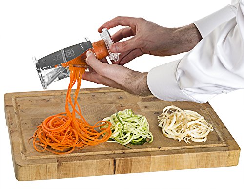 Vegetable Spiral Slicer Bundle with 2 size Stainless Steel Blades & Cleaning Brush- Vegetable Pasta/Spaghetti Spiralizer