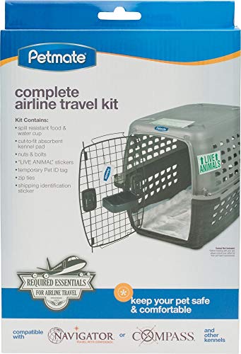 Petmate 290300 Kennel Travel Kit for Pets with Food and Water Bowl Added Security Hardware