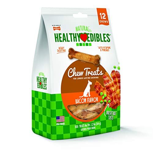 Nylabone Healthy Edibles Bacon Flavored Dog Treats | All Natural Grain Free Dog Treats Made In the USA Only | Small & Large Dog Chew Treats | 12Count
