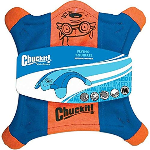 ChuckIt! Flying Squirrel Spinning Dog Toy, Medium (Orange/Blue)