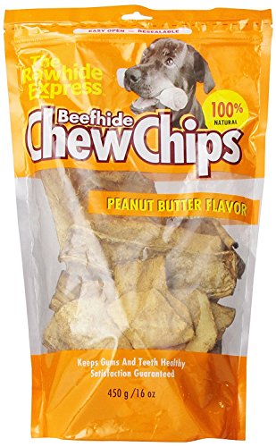 The Rawhide Express Beefhide Chew Chips Peanut Butter Flavored (Great Reward or Treat) 2 LB