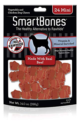 SmartBones Beef Flavor Rawhide-Free Dog Bones and Chews, Mini-24 Pieces/ 2 Pack