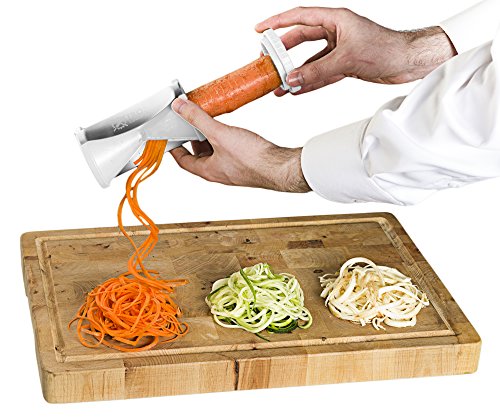 Vegetable Spiral Slicer Bundle with 2 size Stainless Steel Blades & Cleaning Brush- Vegetable Pasta/Spaghetti Spiralizer