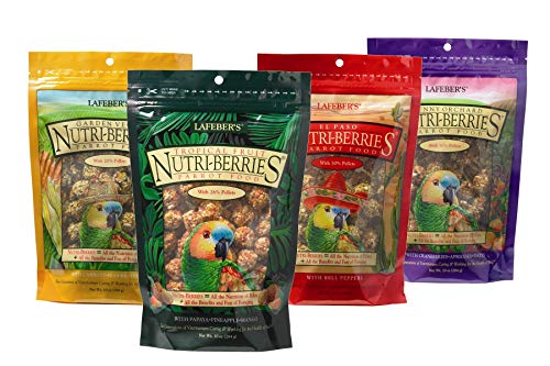 LAFEBER'S Nutri-Berries Pet Bird Food Bundle with Tropical Fruit, El Paso, Sunny Orchard, and Garden Veggie for Parrots, 10 oz Each (4 Items)