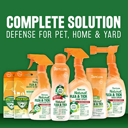 TropiClean Natural Flea and Tick Shampoo For Dogs and Puppies, With Natural Maximun Strength Formula, Effectively Repels Fleas and Ticks, Safe to Use On Dogs 12 Weeks and Older, 20 oz.