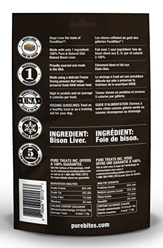 Purebites Bison Liver For Dogs, 2.6Oz / 74G - Mid Size