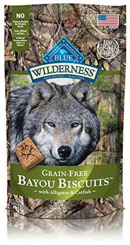 BLUE Wilderness Grain-Free Bayou Biscuits with Alligator & Catfish Dog Treats 8-oz, 2 Pack