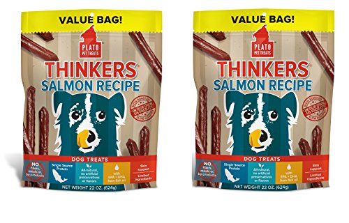 PLATO Dog Treats -Thinkers Pacific Salmon Sticks- 22 oz (2 Pack)