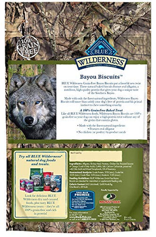 Blue Buffalo Wilderness Bayou Biscuits High Protein Grain Free Crunchy Dog Treats Biscuits, Alligator & Catfish 8-oz bag