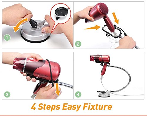 Hands Free Hair Dryer Holder, Adjustable Stand with Easy Instant Mount - No Tools Required - Great Gift