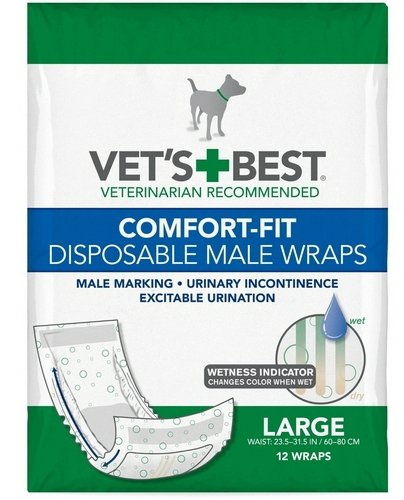 Vet's Best Comfort Fit Disposable Male Dog Diapers With Wetness Indicator, 12 count