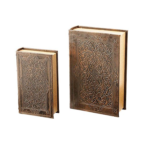 BNFUSA GFBOOK2 Safety Box 2 Piece Faux Book Safe Set, Multisizes, Gold