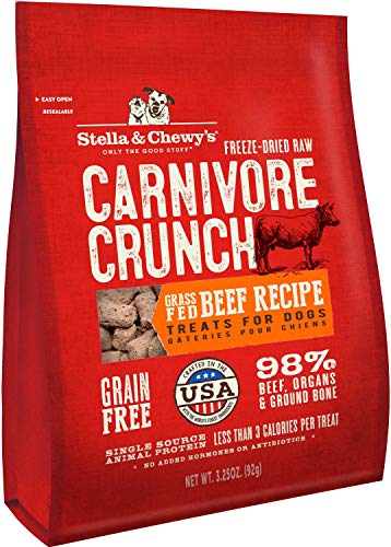 Stella & Chewy's Carnivore Crunch Beef, Freeze-Dried Dog Treats 3.25oz bags (Pack of 3)