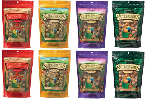 LAFEBER'S, Flavored Nutri-Berries - Parrot Variety - 10 Ounce with Bonus Sealing Clips (Pack of 8)