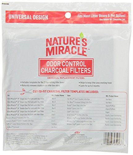 Natures Miracle Odor Control Universal Charcoal Filter, 2-Pack