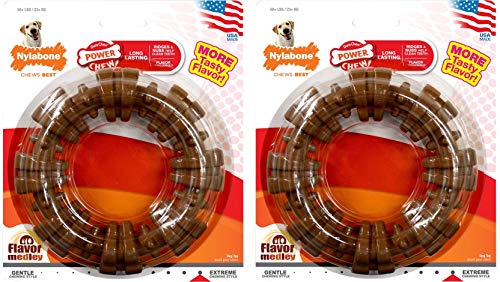 Nylabone Dura Chew Plus Textured Ring Dog Chew (Large - Flavor Medley - Pack of 2)