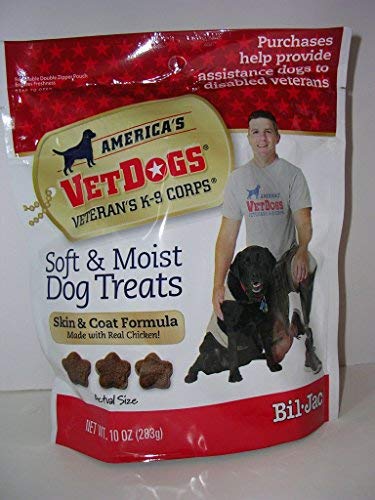 Bil-Jac Americas VetDogs Veterans K-9 Corps Soft & Moist Skin & Coat Dog Treats, 6-10 oz. Bags (Case)