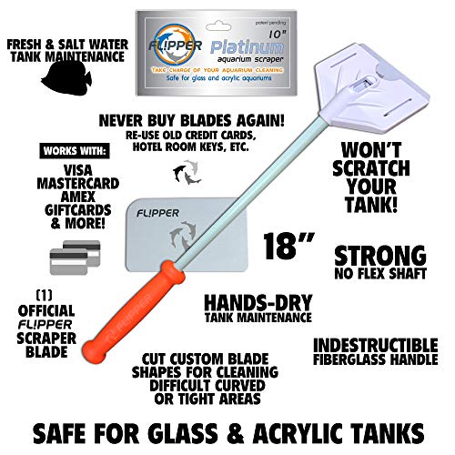 FL!PPER Platinum Aquarium Hand Scraper for Glass and Acrylic Tanks - 18"