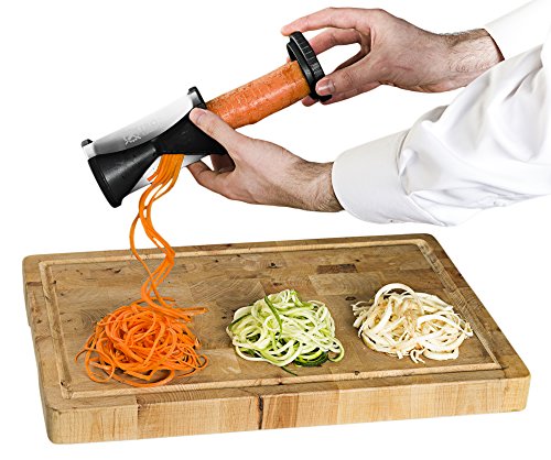 Vegetable Spiral Slicer Bundle with 2 size Stainless Steel Blades & Cleaning Brush- Vegetable Pasta/Spaghetti Spiralizer