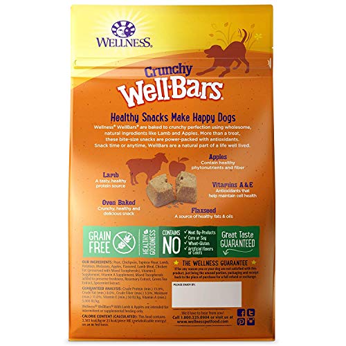Wellness Natural WellBars Crunchy Dog Treats (Lamb & Apples, 20-Ounce Bag / 2 Pack)