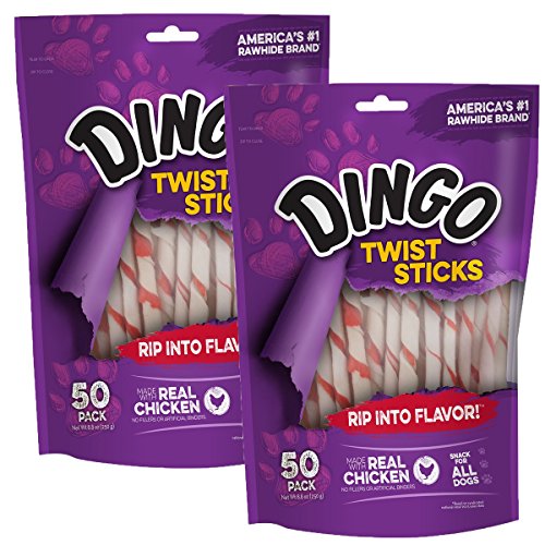 Dingo Twist Treat Sticks - Chicken-Filled Rawhide Chews