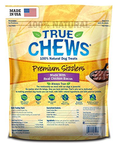 True Chews Premium Bacon Chicken SIZZLERS Dog Treat Chews 12 Ounces Made in USA