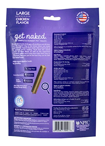 Get Naked Grain Free 1 Pouch 6.6 Oz Digestive Health Dental Chew Sticks, Large